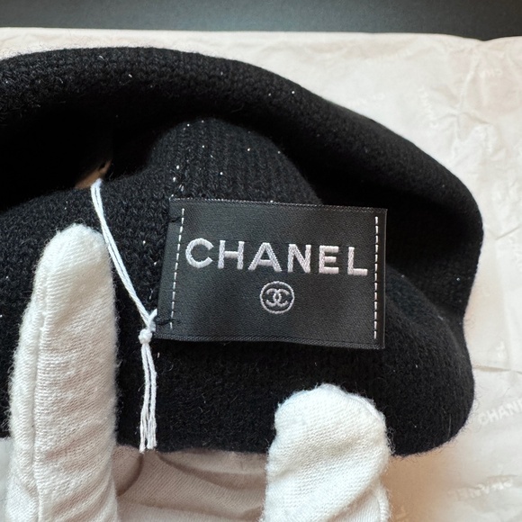 Chanel Black Sequin Cashmere Beanie main image 6